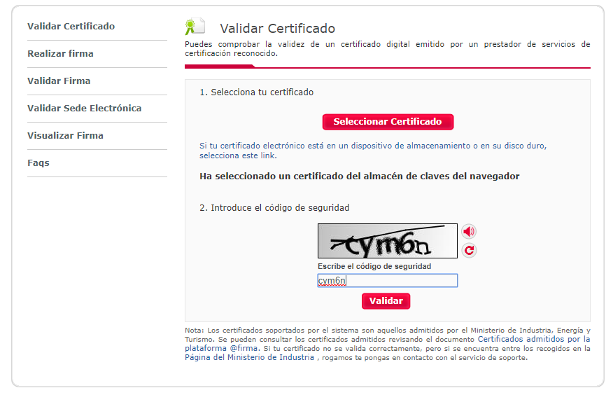 Verificar validez del certificado